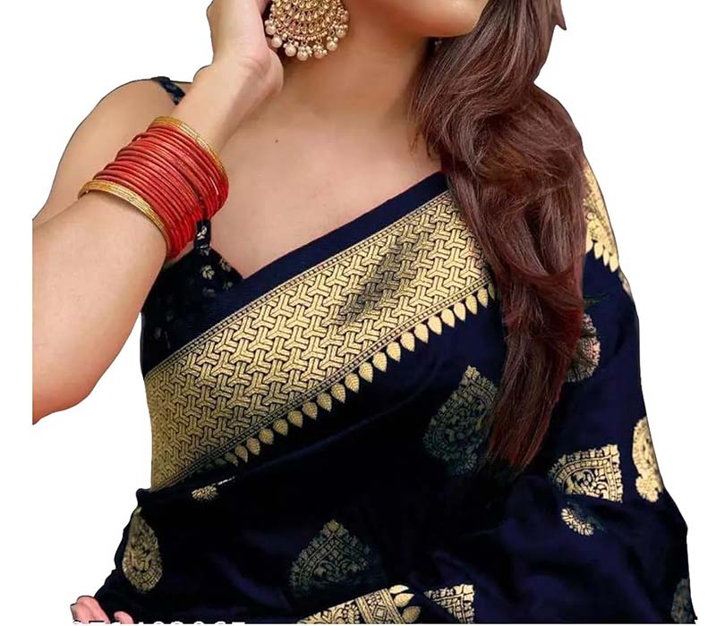 Fancy Black Floral Printed Saree